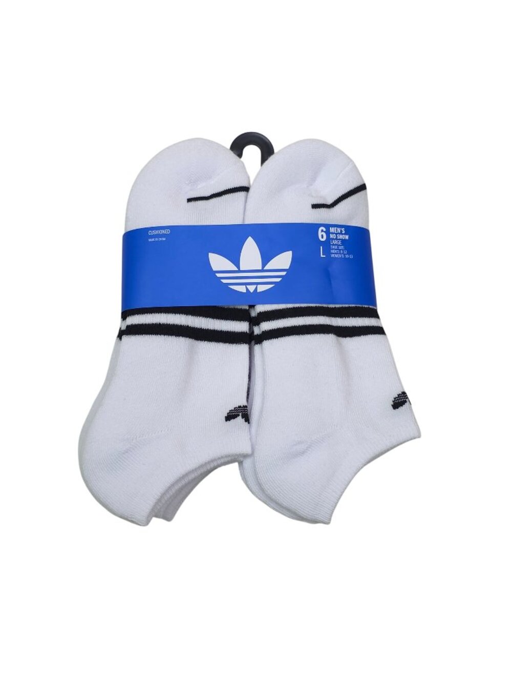 Adidas No Show Cushioned Socks 6-Pack Large Mens Moisture Wicking Shoe Size 8-12
